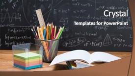  Presentation with chalkboard - Colorful PPT theme enhanced with mathematics space science - school books and stationery backdrop and a dark gray colored foreground