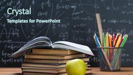  Presentation with school kids reading books - PPT theme having mathematics space science - school books and stationery background and a tawny brown colored foreground