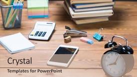  Presentation with chalkboard - Audience pleasing slide set consisting of mathematics space science - school books and stationery backdrop and a lemonade colored foreground