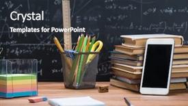  Presentation with chalkboard - Presentation design enhanced with mathematics space science - school books and stationery background and a  colored foreground