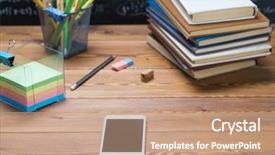  Presentation with chalkboard - Amazing presentation theme having mathematics space science - school books and stationery backdrop and a  colored foreground