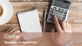  Presentation with finance education - Audience pleasing slides consisting of maths finance - business education people and technology backdrop and a coral colored foreground