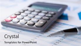  Presentation with pen - PPT theme enhanced with maths finance - detail of a pen background and a lemonade colored foreground