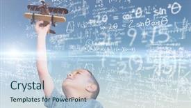  Presentation with wooden toy - Cool new slides with maths pattern - boy holding wooden toy airplane backdrop and a lemonade colored foreground