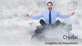  Presentation with doodles - Presentation theme consisting of maths pattern - business man meditating on mountain background and a light gray colored foreground