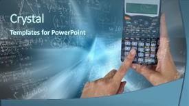  Presentation with motion - Slide set consisting of maths pattern - hands with calculator against blue background and a ocean colored foreground