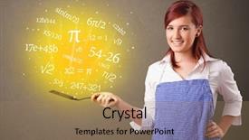  Presentation with numbers - PPT layouts featuring maths pattern - person cooking numbers and mathematical background and a coral colored foreground