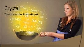  Presentation with numbers - Presentation design enhanced with maths pattern - person cooking numbers and mathematical background and a coral colored foreground