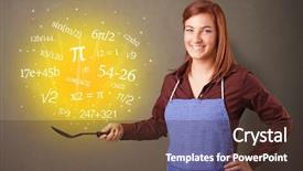  Presentation with mathematical chemistry - Presentation theme with maths pattern - person cooking numbers and mathematical background and a tawny brown colored foreground