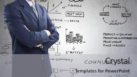  Presentation with maths project - Presentation theme with maths project - businessman in front of business background and a light gray colored foreground