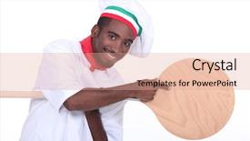  Presentation with pizza - Slide deck enhanced with mativation slide - pizza maker pointing background and a  colored foreground