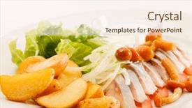  Presentation with mayonnaise - Beautiful PPT theme featuring matjes with potatoes and mayonnaise backdrop and a cream colored foreground