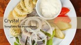  Presentation with mayonnaise - Slide deck featuring matjes with potatoes and mayonnaise background and a coral colored foreground