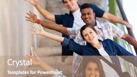  Presentation with high school students - Cool new presentation theme with matrics - playful group of cheerful teenage backdrop and a coral colored foreground