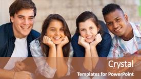  Presentation with highschool - Colorful slides enhanced with matrics - portrait of happy highschool students backdrop and a coral colored foreground