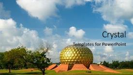  Presentation with india temple - PPT layouts featuring matrimandir - golden temple in auroville background and a light blue colored foreground