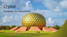  Presentation with india temple - Cool new presentation theme with matrimandir - golden temple in auroville backdrop and a light blue colored foreground