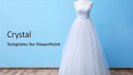  Presentation with matrimony - Cool new PPT theme with matrimony - beautiful wedding dress on floor backdrop and a light blue colored foreground
