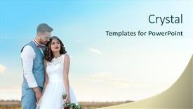  Presentation with bride - Beautiful slides featuring matrimony - bride and groom standing backdrop and a cool aqua colored foreground