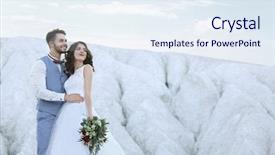  Presentation with bride and groom - Audience pleasing slide set consisting of matrimony - bride and groom standing backdrop and a sky blue colored foreground