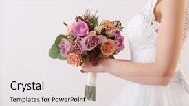  Presentation with wedding white - Colorful theme enhanced with matrimony - bride holding wedding bouquet backdrop and a white colored foreground