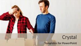  Presentation with boxing woman and a tawny - Amazing theme having matrimony - couple unpaking boxes woman looking backdrop and a mint green colored foreground