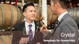  Presentation with matrimony - Beautiful PPT theme featuring matrimony - gay couple at a winery backdrop and a tawny brown colored foreground