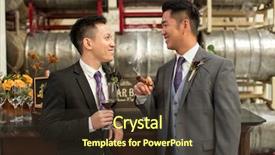  Presentation with matrimony - Audience pleasing presentation consisting of matrimony - gay couple on their wedding backdrop and a tawny brown colored foreground