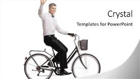  Presentation with is waving her magic wand - Slide deck with matrimony - groom riding a bicycle background and a white colored foreground