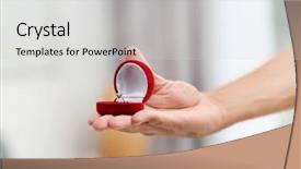  Presentation with matrimony - Amazing slides having matrimony - man holding box with engagement backdrop and a light gray colored foreground