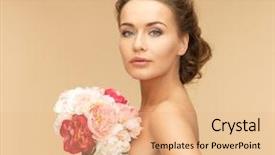  Presentation with matrimony - PPT layouts enhanced with matrimony - picture of young woman background and a coral colored foreground
