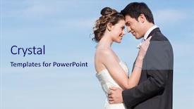  Presentation with matrimony - Beautiful PPT theme featuring matrimony - portrait of happy married young backdrop and a light blue colored foreground