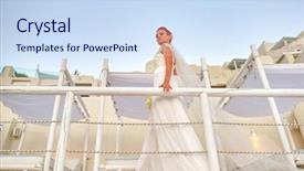  Presentation with matrimony - Colorful presentation design enhanced with matrimony - pretty woman posing in white backdrop and a sky blue colored foreground