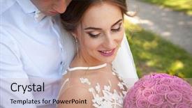  Presentation with bride and groom at wedding - Presentation design consisting of matrimony - wedding shot of bride background and a coral colored foreground