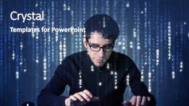  Presentation with hacker white - Theme having matrix coding - hacker decoding information from futuristic background and a ocean colored foreground