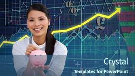  Presentation with saving - Beautiful slide deck featuring matrix diagram - charming businesswoman saving money backdrop and a ocean colored foreground