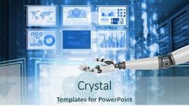  Presentation with matrix - PPT layouts featuring matrix diagram - digital composite of robot hand background and a sky blue colored foreground