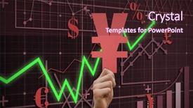  Presentation with red - Audience pleasing slide deck consisting of matrix diagram - hand holding yen sign backdrop and a  colored foreground