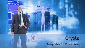  Presentation with matrix - PPT layouts having matrix diagram - happy businessman with hand background and a light blue colored foreground