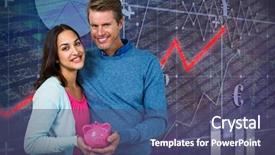  Presentation with piggy bank broken piggybank - Slide set with matrix diagram - smiling couple holding piggy bank background and a ocean colored foreground