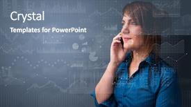  Presentation with talking on phone - PPT layouts having matrix diagram - young person talking background and a  colored foreground