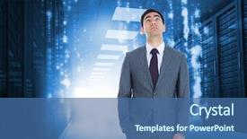  Presentation with matrix - Colorful presentation enhanced with matrix rain - composite image of unsmiling businessman backdrop and a ocean colored foreground