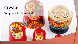  Presentation with matryoshka - PPT theme featuring matryoshka dolls background and a sky blue colored foreground