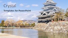  Presentation with japan castle - Cool new slides with matsumoto-castle-against-blue-sky backdrop and a light blue colored foreground