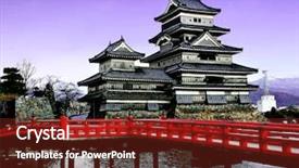  Presentation with japan castle - Theme with feudalism - matsumoto castle in japan background and a tawny brown colored foreground