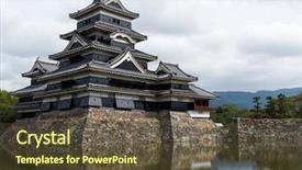  Presentation with japan castle - Audience pleasing PPT theme consisting of matsumoto-castle-in-japan backdrop and a tawny brown colored foreground
