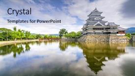  Presentation with japan castle - Slide deck consisting of castle in matsumoto nagano japan background and a light blue colored foreground