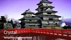  Presentation with japan castle - PPT theme having feudalism - matsumoto castle japan background and a tawny brown colored foreground