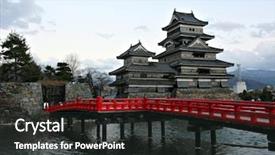  Presentation with japan castle - Colorful PPT layouts enhanced with feudalism - matsumoto castle japan backdrop and a dark gray colored foreground