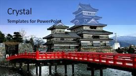  Presentation with japan castle - Theme enhanced with icons architecture - matsumoto castle japan background and a tawny brown colored foreground